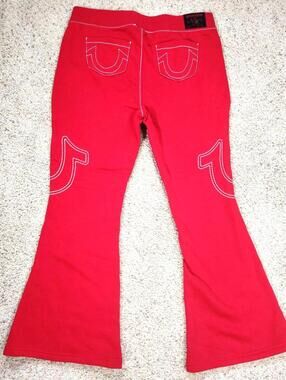 NEW True Religion Pull-On Flare Jeans Red Anniversary XL